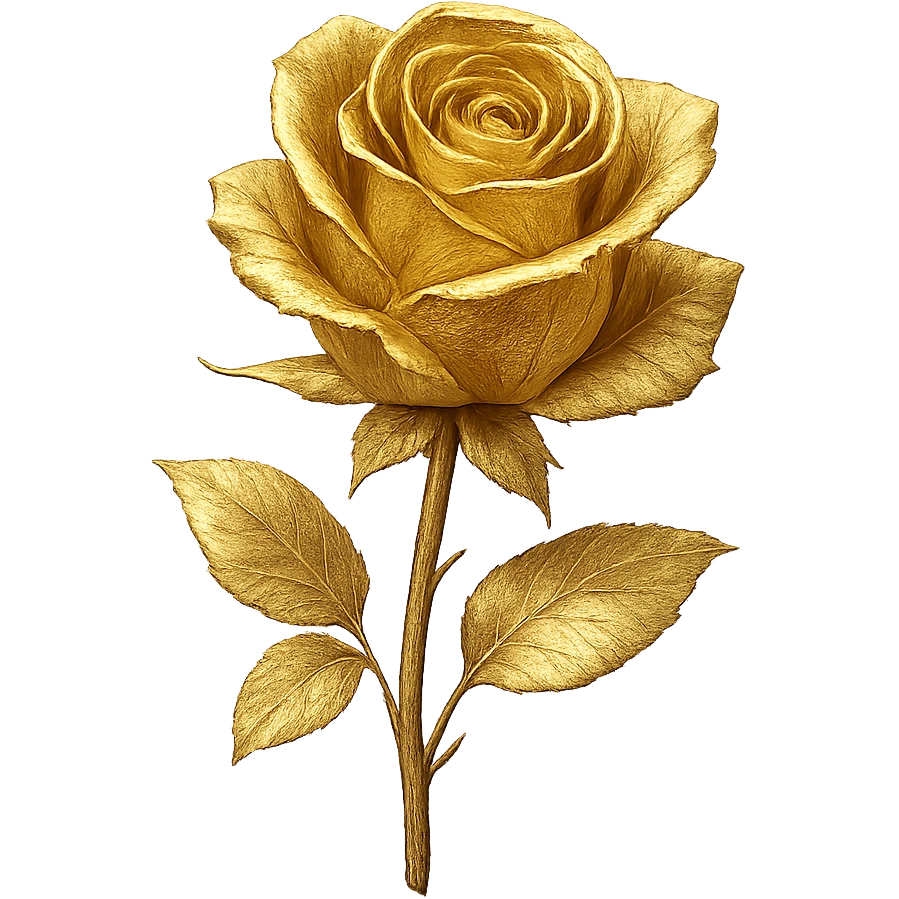 gold rose, luxurious, metallic, detailed, minimal background emoji
