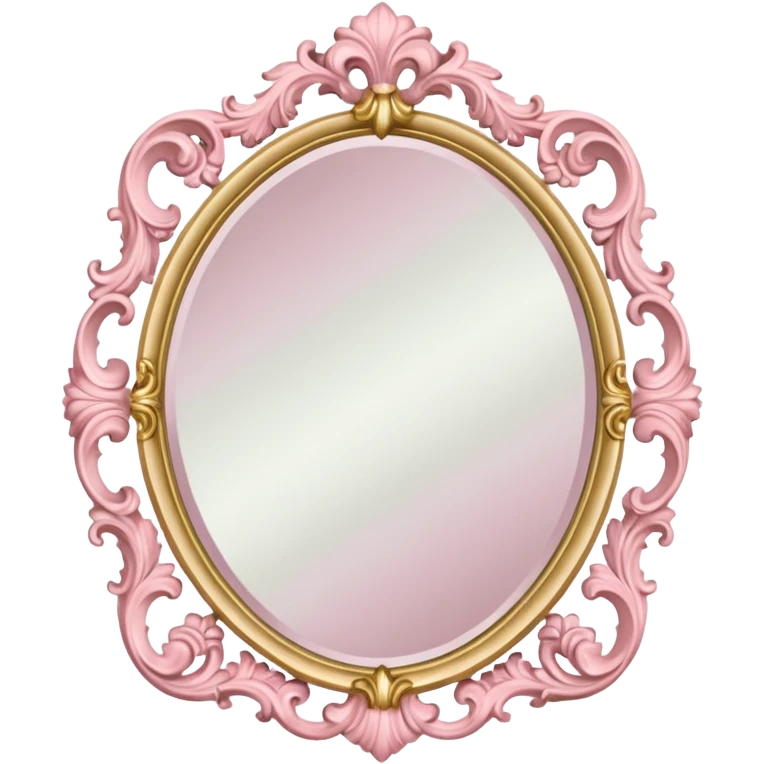 Vintage rococo mirror with pastel pink and gold details emoji