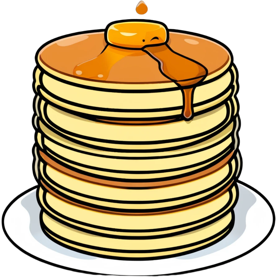 stack of pancakes with maple syrup emoji