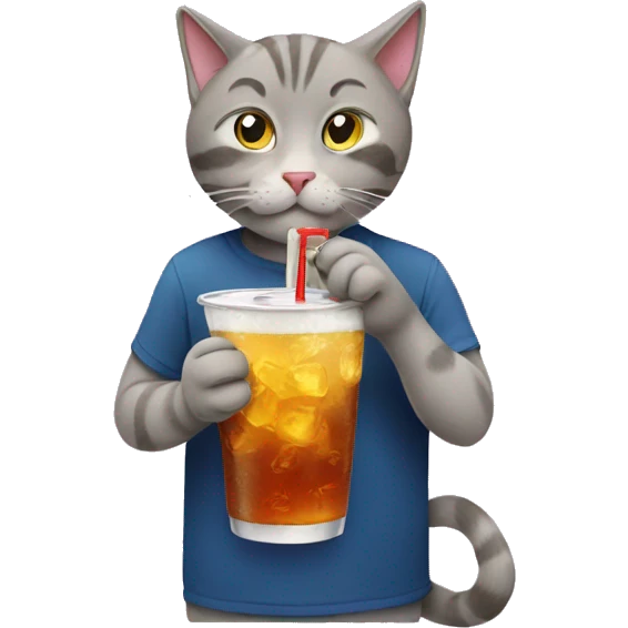 cat drinking soda emoji