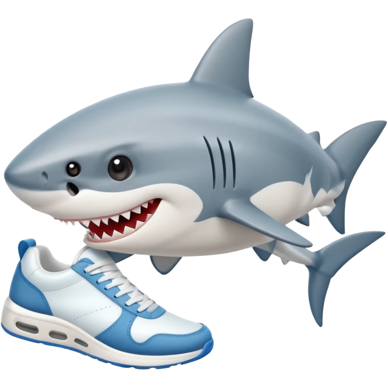 playful shark wearing sneakers emoji