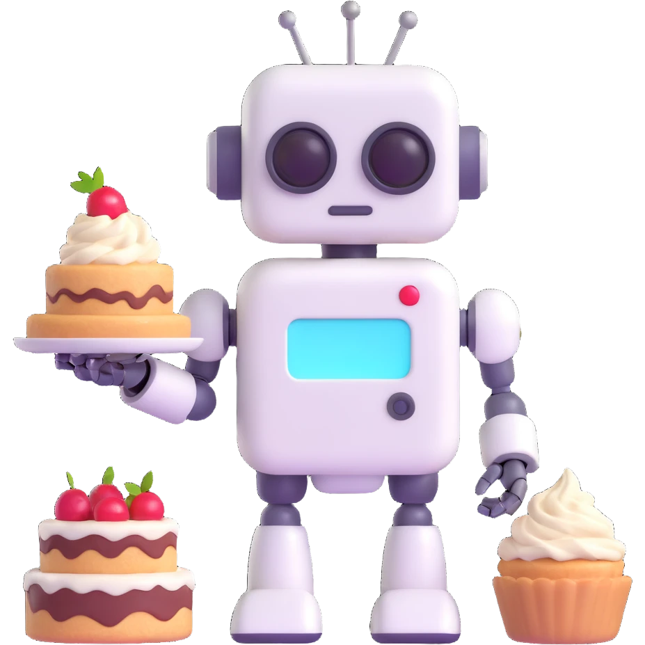 The cute robot and dessert, 3d emoji emoji