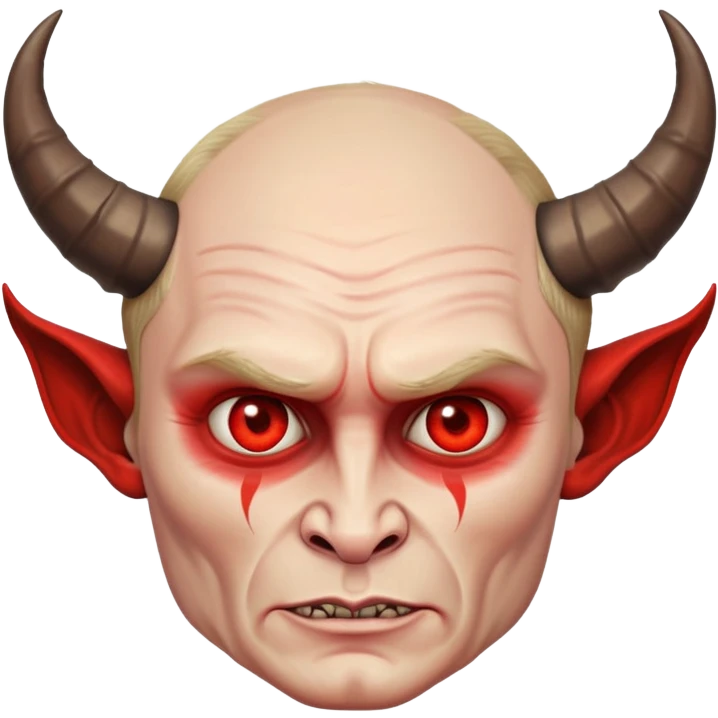 realistic devil Putin with textured skin, expressive eyes, and elaborate horns emoji