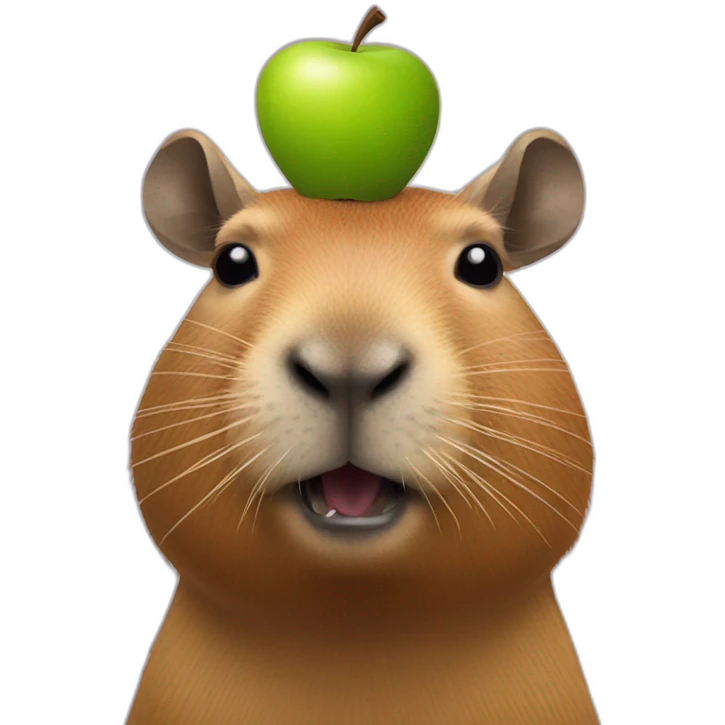 capybara with a big apple on its head emoji