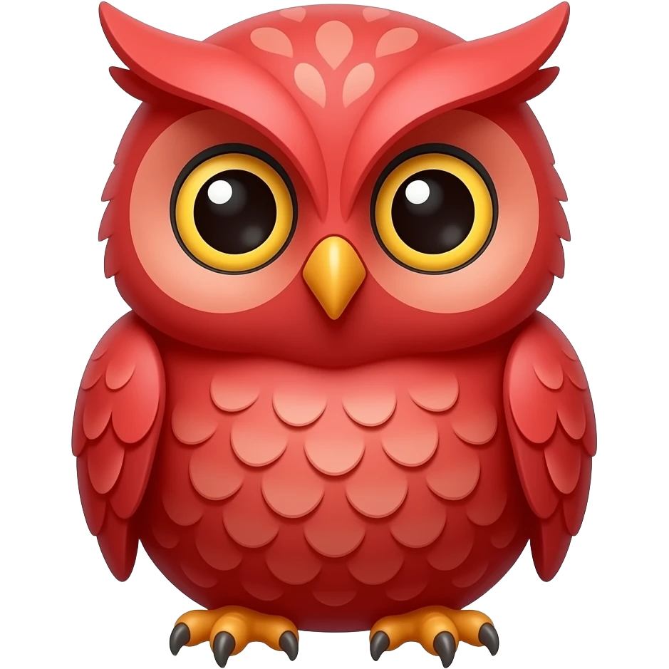 a cute, detailed red owl emoji