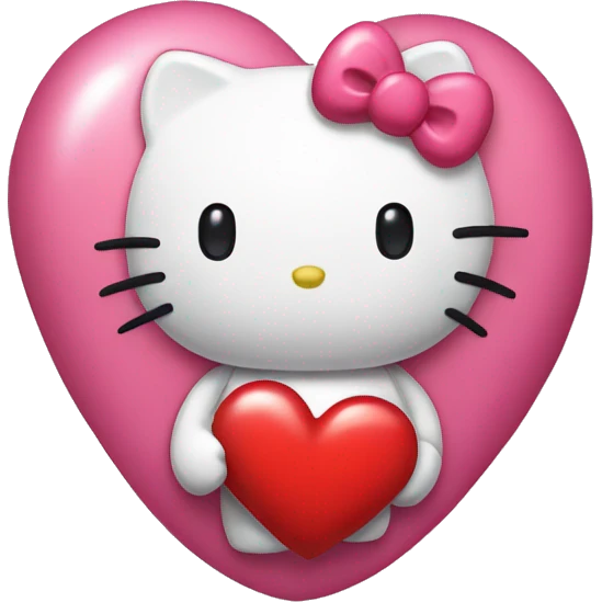 Hello kitty with a heart emoji