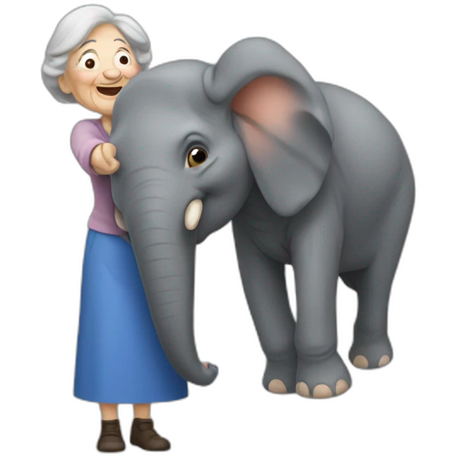 an old lady lifting an elephant emoji