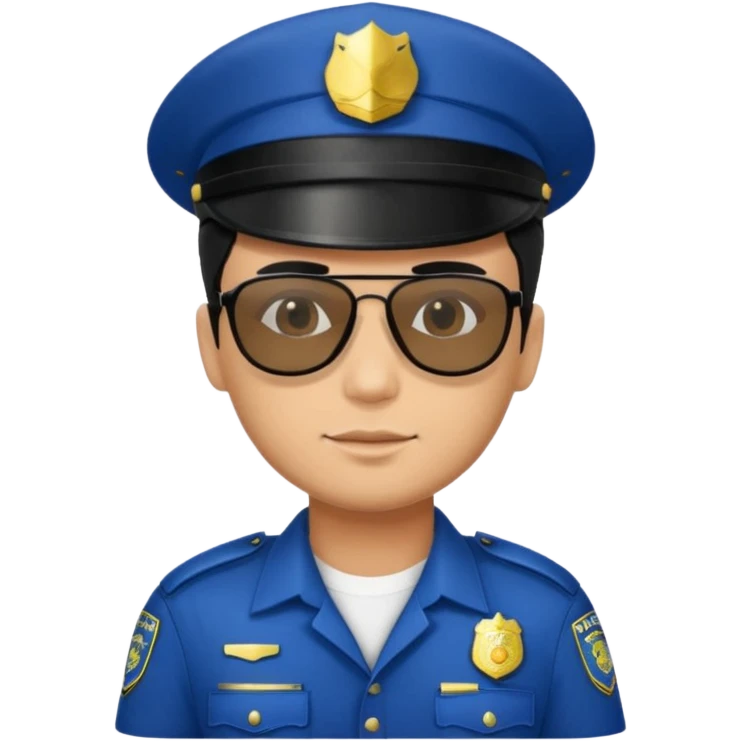 man police with hair style and hats and sun glasses black dress emoji