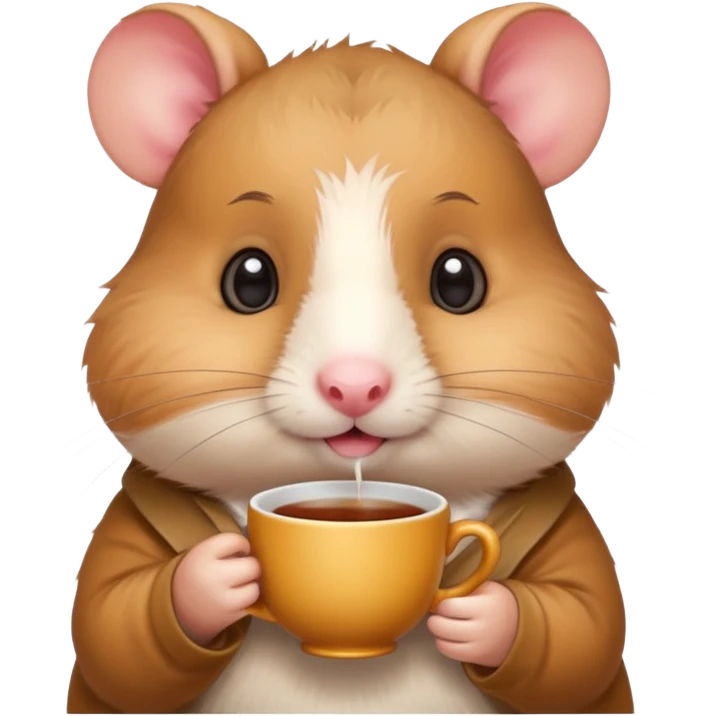 Funny hamster with a cup of tea emoji