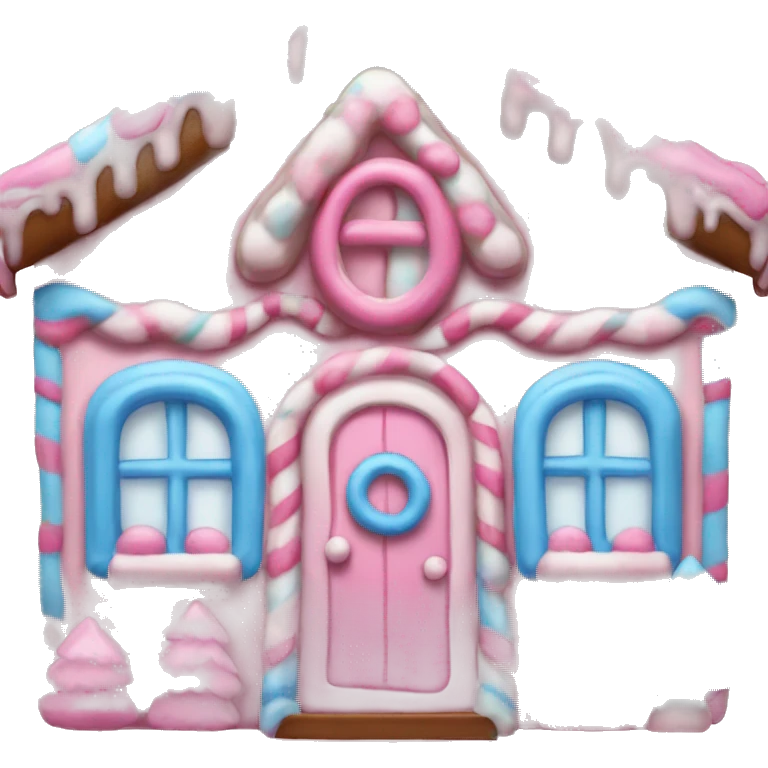 Pink and blue gingerbread house  emoji