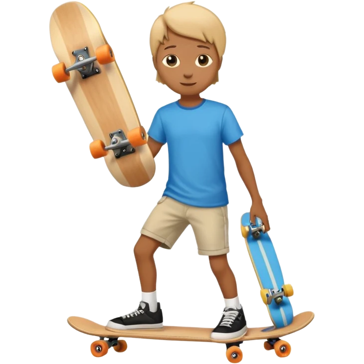 Skateboarder mugshot with skateboard emoji