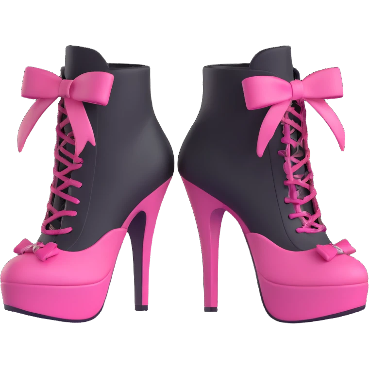 BLACKPINK-inspired gothic shoes, no hearts, black and pink, cute and emoji