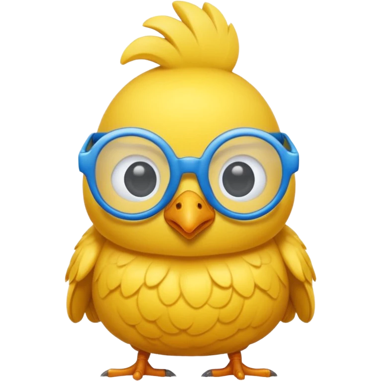 Pollito amarillo con gafas de marco azul emoji