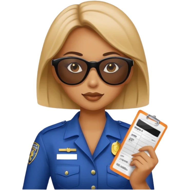 Police writing ticket with sunglasses on, female emoji