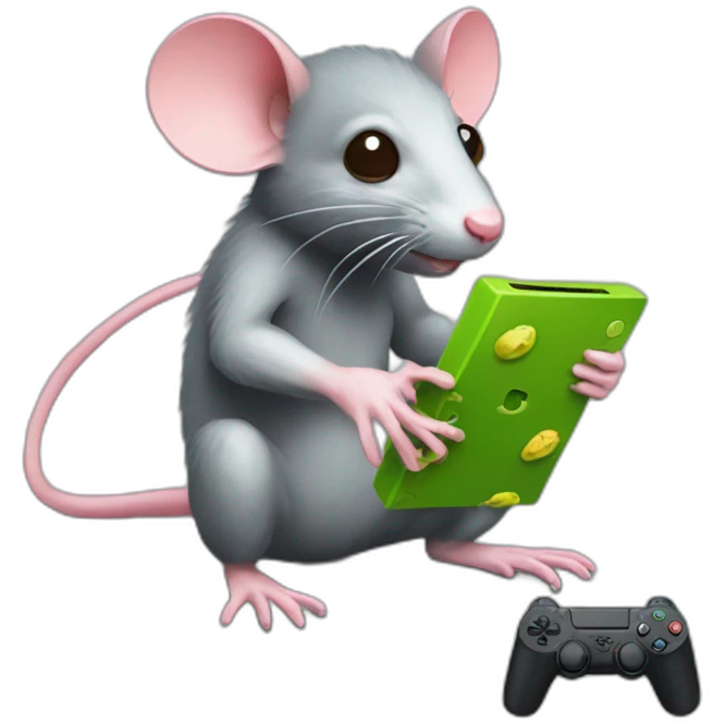 Rat with lizard playing playstation emoji