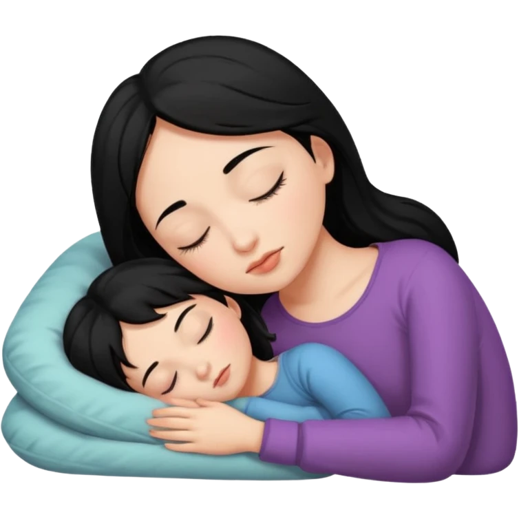 Girl with black hair sleeping emoji
