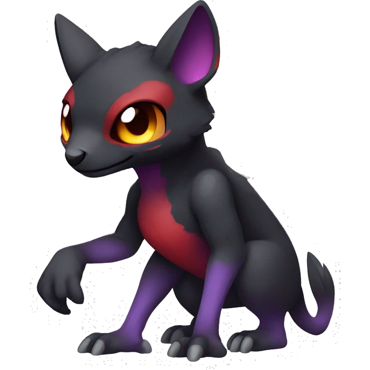 Cute cool dark black red purple animal hybrid Fakemon full body emoji