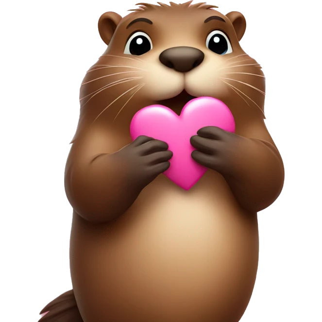 Beaver sending an air kiss with pink hearts  emoji