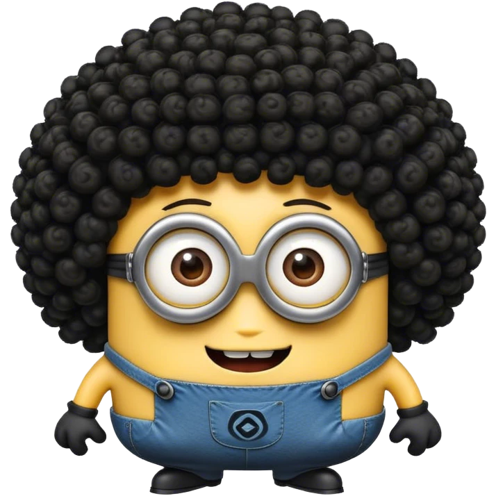 Black minion with a curly fro emoji