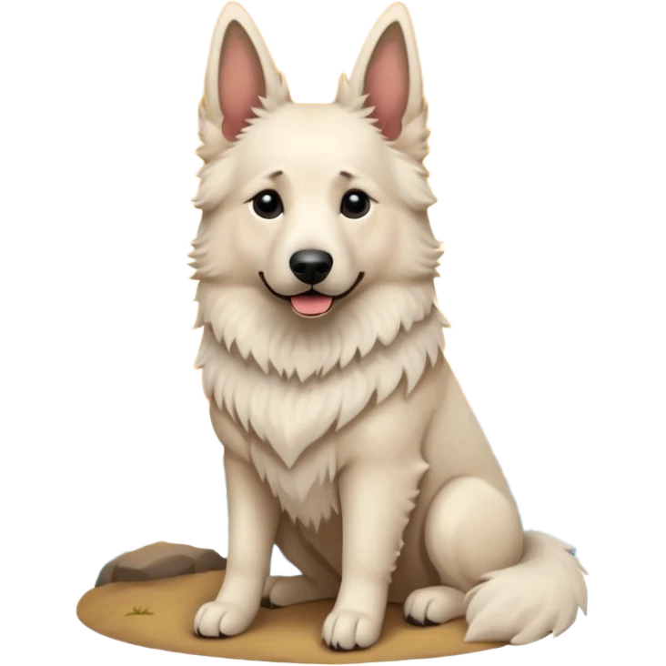 White belgian Shepard sit in A sunset   emoji
