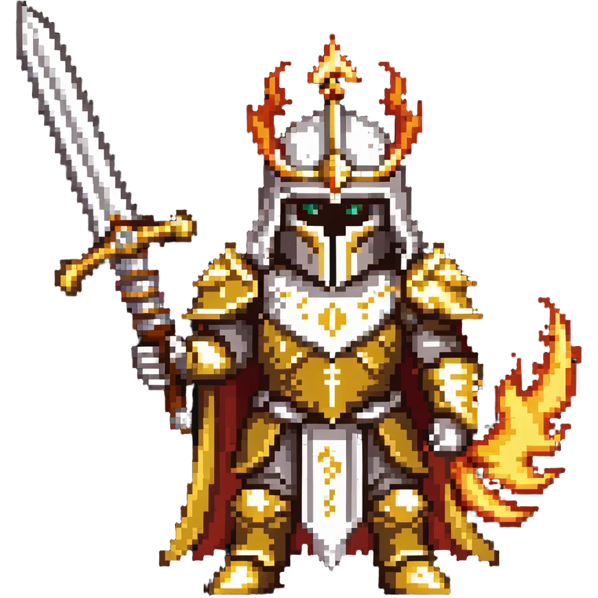 Emperor of Mankind from Warhammer 40K with golden armor and a large flaming sword emoji