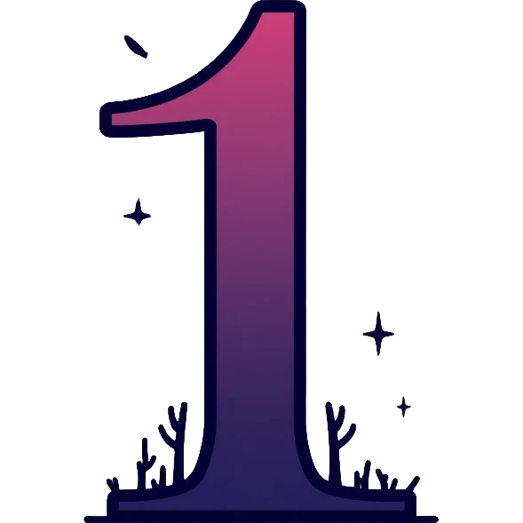 Number 1 in serif italic font with misty, haunting twilight colors emoji