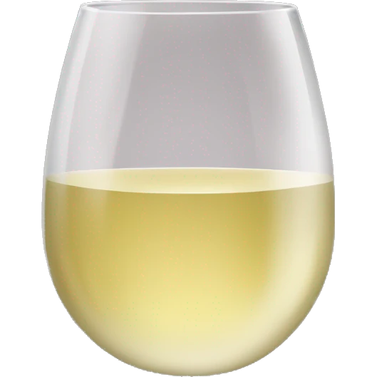 Stemless wine glass with white wine emoji