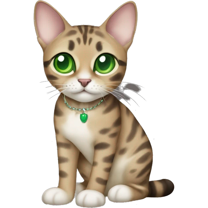 Sepia charcoal Bengal cat with Green eyes standing emoji