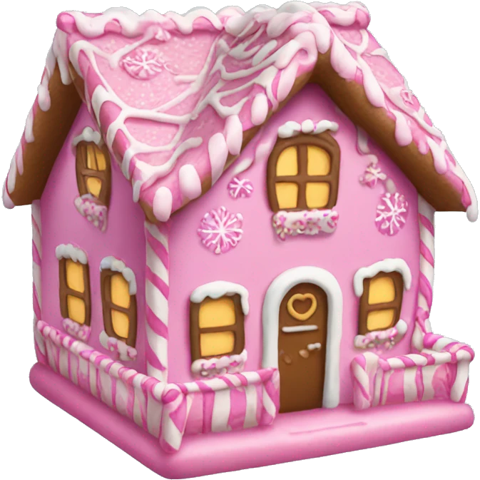 A pink gingerbread house emoji