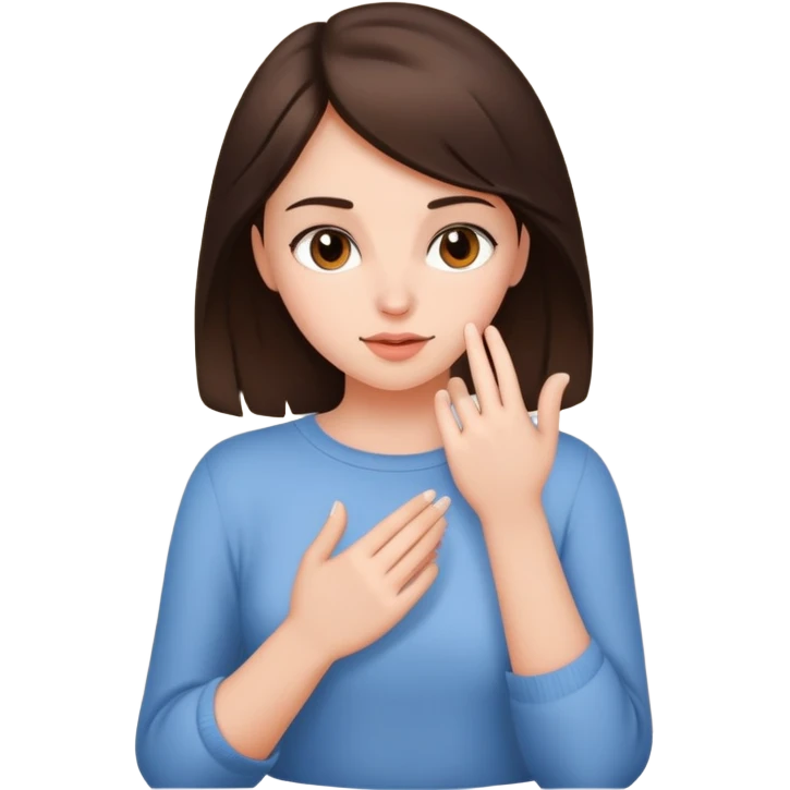 Naked short brunette pretty girl touching herself emoji