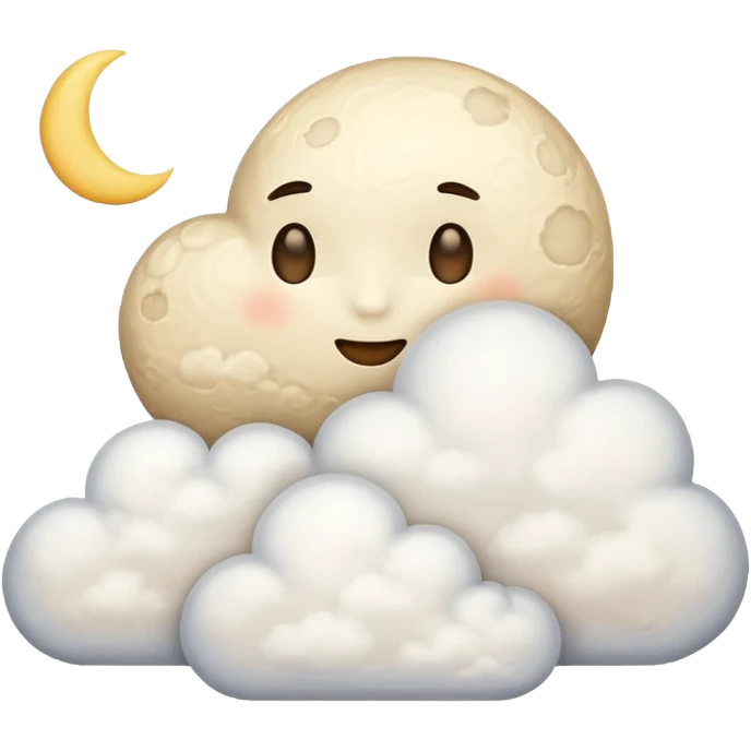 Beige moon and cloud emoji