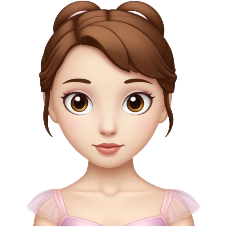 Ballerina with brown hair and white skin emoji