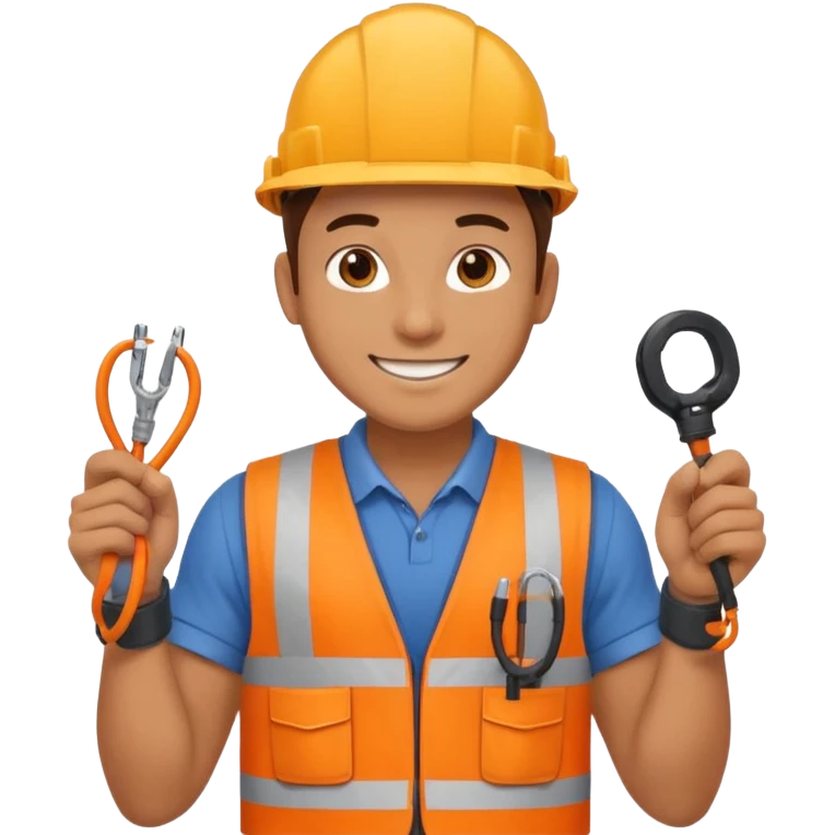 Electrician + cable coil + orange vest, Repair Crew. emoji