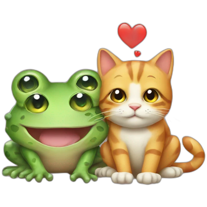 Cat and frog love emoji