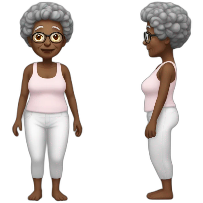 full body shot LGBTQIA black grandma with no cloth emoji