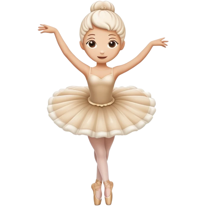 A whimsical cappuccino coffee with milk foam shaped like a ballerina in a tutu dancing on top emoji