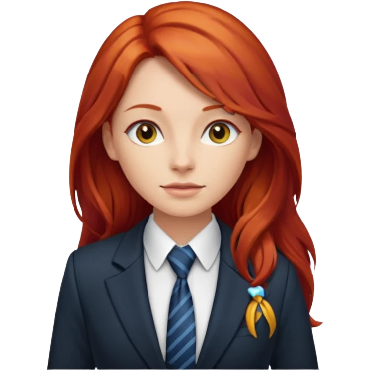 long red haired woman with tie and blazer emoji