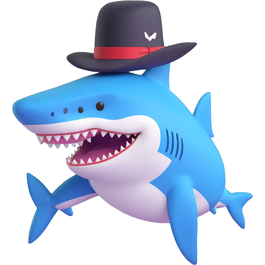 shark wearing a top hat emoji