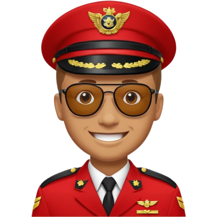 Smiling military man with sunglasses in red uniform emoji
