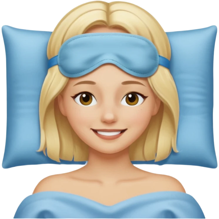 Девушка блондинка с маской для сна на лбу emoji