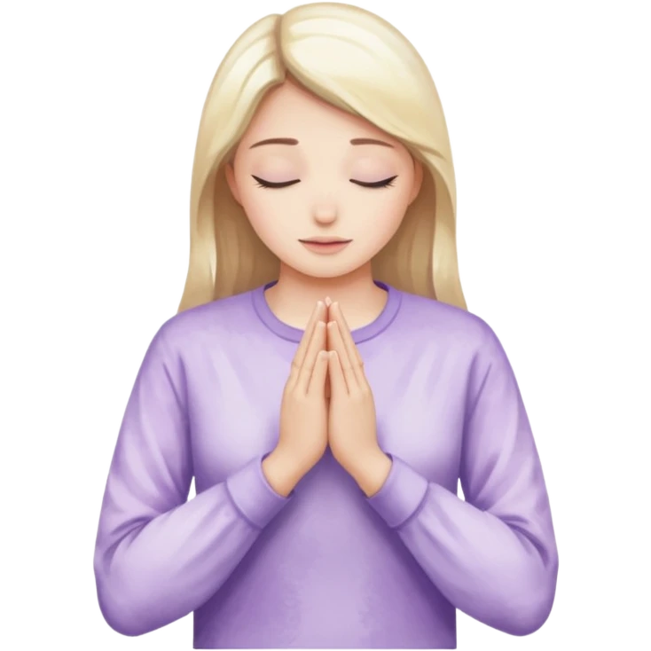 Hands in prayer in watercolor, sleeves in lilac color emoji