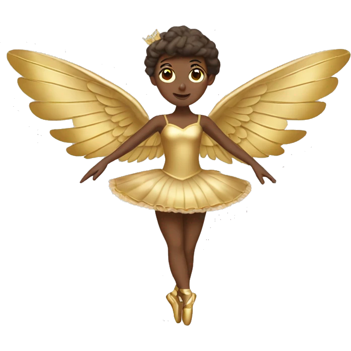  brown adult ballerina big gold wings emoji