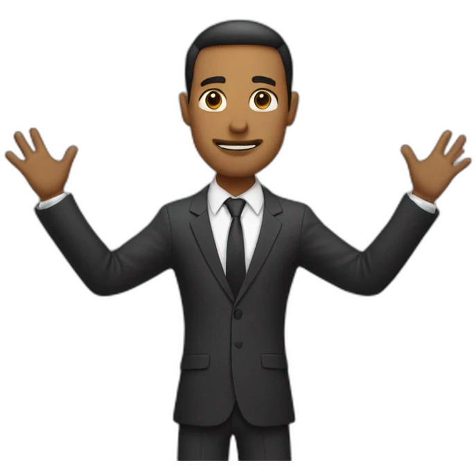 man in suit holding out his arms emoji