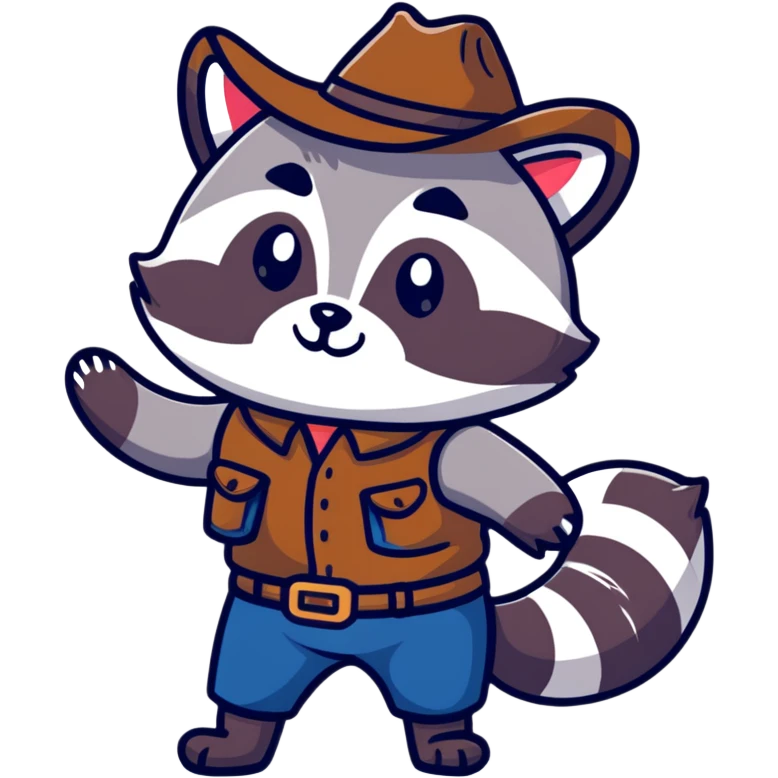 cartoon raccoon cowboy rolling his eyes emoji
