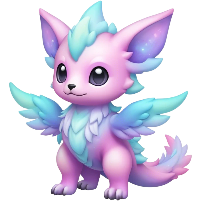 Cute cool colorful pastel nebula fantasy animal hybrid Fakemon full body  emoji