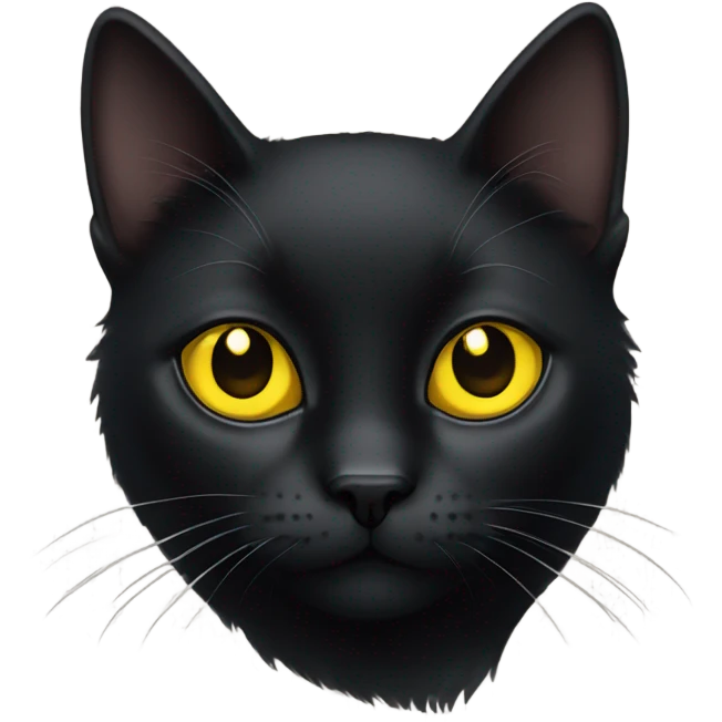 Black cat sitting yellow eyes emoji