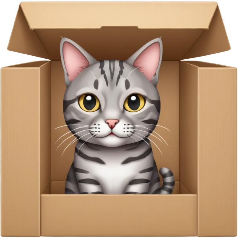 schrodinger's cat in cardboard box with crosses for eyes emoji