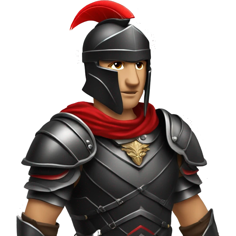 Fantasy spartan warrior male wearing detailed black armor with a red plumed helmet
 emoji