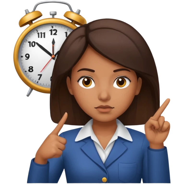 Latina girl pointing at a clock emoji