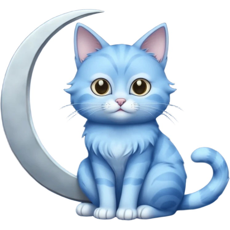 Blue cat holding a moon 🌙🐱 emoji